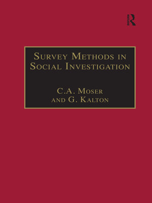 cover image of Survey Methods in Social Investigation
